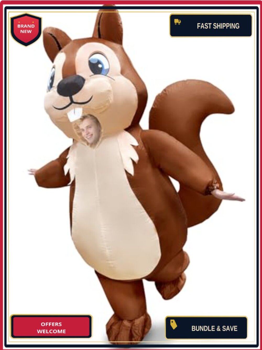 Adult Inflatable Squirrel Costume Polyester Halloween Cosplay Party